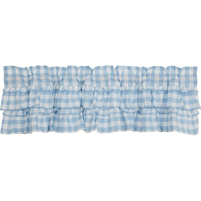 Annie Buffalo Blue Check Ruffled Fabric Pillow 18x18