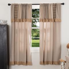 Sawyer Mill Charcoal Chambray Solid Short Panel with Attached Patchwork Valance Set of 2 63x36