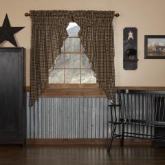 Black Check Scalloped Prairie Short Panel Set of 2 63x36x18