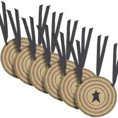 Kettle Grove Jute Chair Pad Applique Star 15 inch Diameter Set of 6