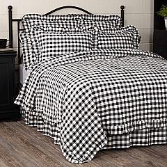 Annie Buffalo Black Check Ruffled Queen Quilt Coverlet 90Wx90L
