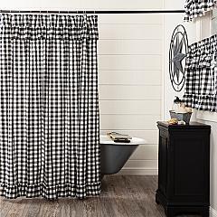 Annie Buffalo Black Check Ruffled Shower Curtain 72x72