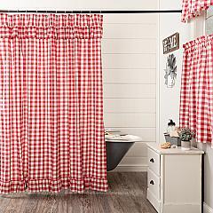 Annie Buffalo Red Check Ruffled Shower Curtain 72x72