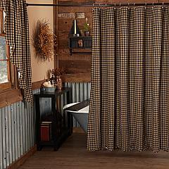Black Check Scalloped Shower Curtain 72x72
