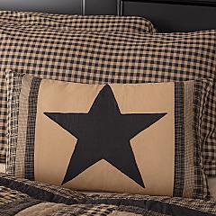 Black Check Star Patch Pillow 14x22