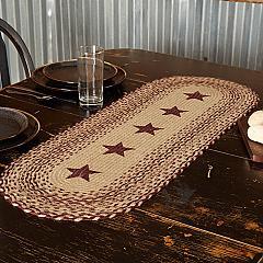 Burgundy Tan Jute Runner Stencil Stars 13x36