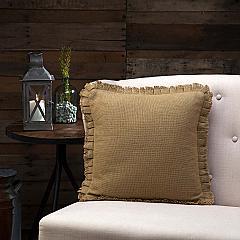 Burlap Natural Pillow w/ Fringed Ruffle 16x16