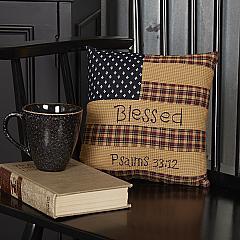 Patriotic Patch Pillow Blessed 10x10