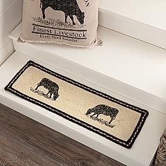 Sawyer Mill Charcoal Cow Jute Stair Tread Rect Latex 8.5x27