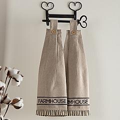 Sawyer Mill Charcoal Farmhouse Button Loop Kitchen Towel Set of 2