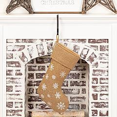 Snowflake Burlap Natural Stocking 12x20
