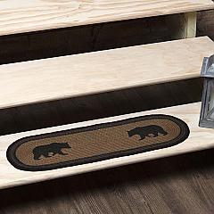 Wyatt Stenciled Bear Jute Stair Tread Oval Latex 8.5x27