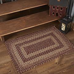 Burgundy Tan Jute Rug Rect w/ Pad 24x36