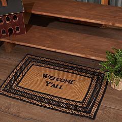 Farmhouse Jute Rug Rect Stencil Welcome Y'all w/ Pad 20x30