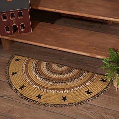 Kettle Grove Jute Rug Half Circle Stencil Stars w/ Pad 16.5x33