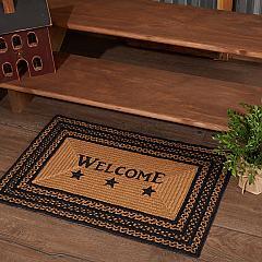 Farmhouse Jute Rug Rect Stencil Stars Welcome w/ Pad 20x30