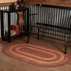 Burgundy Tan Jute Rug Oval w/ Pad 36x60