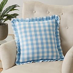 Annie Buffalo Blue Check Ruffled Fabric Pillow 18x18