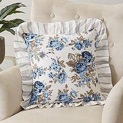 Annie Blue Floral Ruffled Pillow 18x18