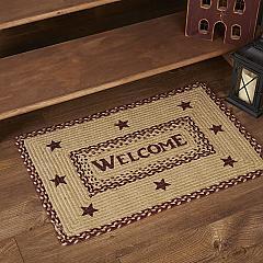 Burgundy Tan Jute Rug Rect Welcome w/ Pad 20x30