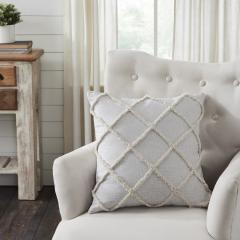 Frayed Lattice Oatmeal Pillow Cover 20x20