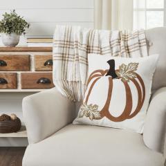 Wheat Plaid Pumpkin Pillow 18x18