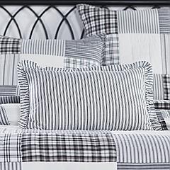 Sawyer Mill Black Ruffled Ticking Stripe Pillow Cover 14x22