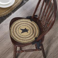Kettle Grove Jute Chair Pad Applique Star 15 inch Diameter