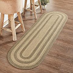 Cobblestone Jute Rug/Runner Oval w/ Pad 22x72