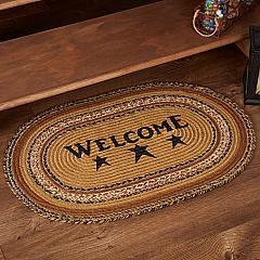 Kettle Grove Jute Rug Oval Stencil Welcome w/ Pad 20x30