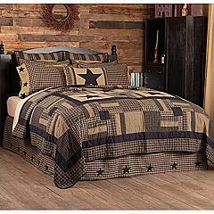 Black Check Star Queen Quilt 90Wx90L
