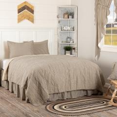 Sawyer Mill Charcoal Ticking Stripe Twin Quilt Set; 1-Quilt 68Wx86L w/1 Sham 21x27