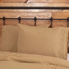 Burlap Natural Standard Pillow Case w/ Fringed Ruffle Set of 2 21x30