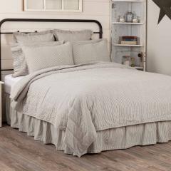 Hatteras Seersucker Blue Ticking Stripe King Quilt Coverlet 105Wx95L