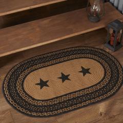 Farmhouse Jute Rug Oval Stencil Stars w/ Pad 24x36
