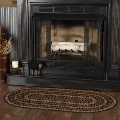 Black & Tan Jute Rug Oval w/ Pad 27x48
