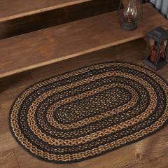 Black & Tan Jute Rug Oval w/ Pad 24x36