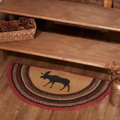 Cumberland Stenciled Moose Jute Rug Half Circle w/ Pad 16.5x33