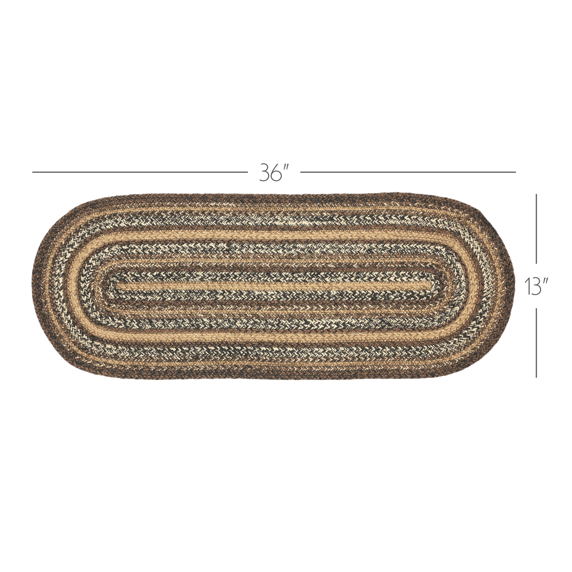 Table Runner Espresso Jute Rustic 13x36 Oval Braided Kitchen Decor VHC Brands