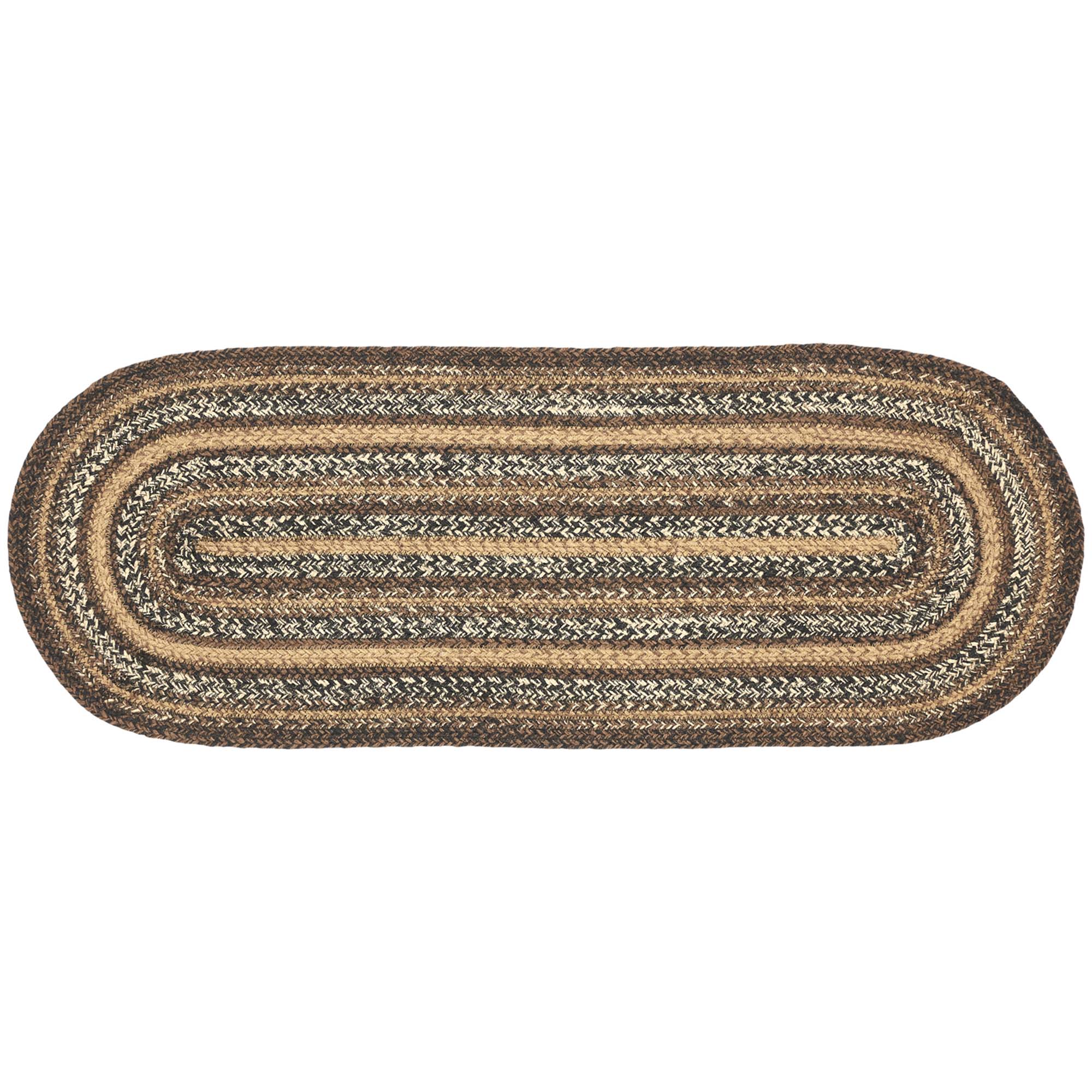 Table Runner Espresso Jute Rustic 13x36 Oval Braided Kitchen Decor VHC Brands