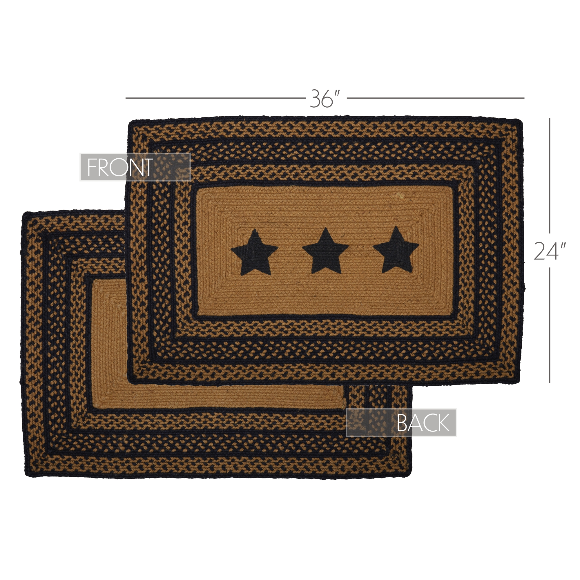 VHC Brands Accent Rug Farmhouse Jute Primitive 24x36 Stars Rect No Slip Floor