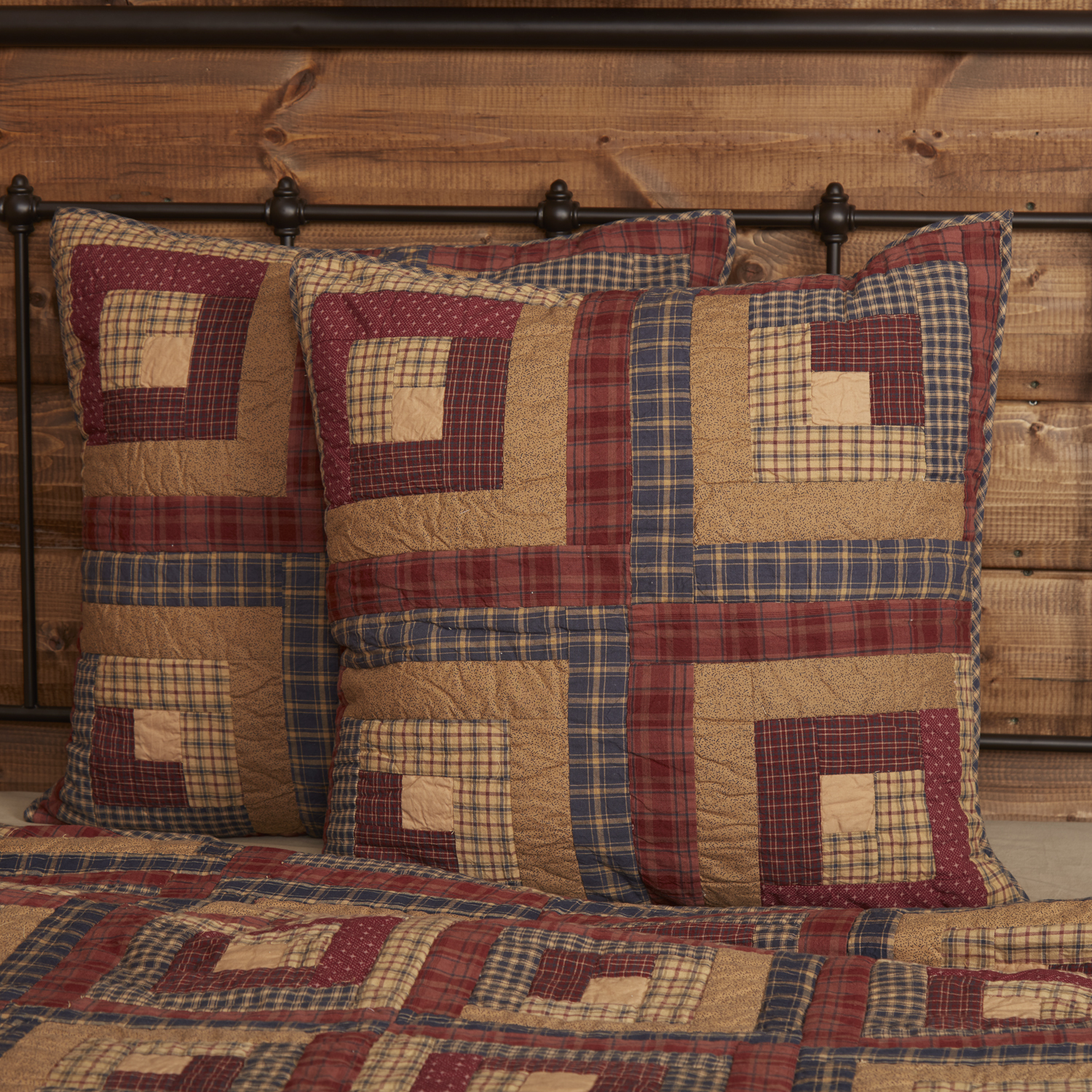 Rustic Euro Sham Red Patchwork Millsboro Cotton Hand Bedroom Decor VHC Brands