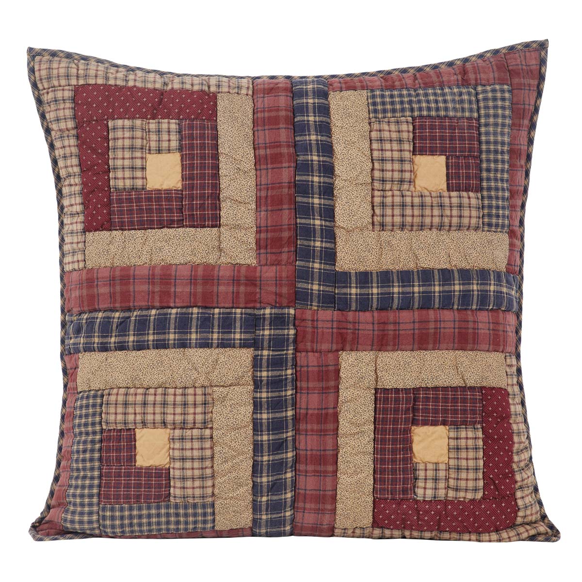 Rustic Euro Sham Red Patchwork Millsboro Cotton Hand Bedroom Decor VHC Brands