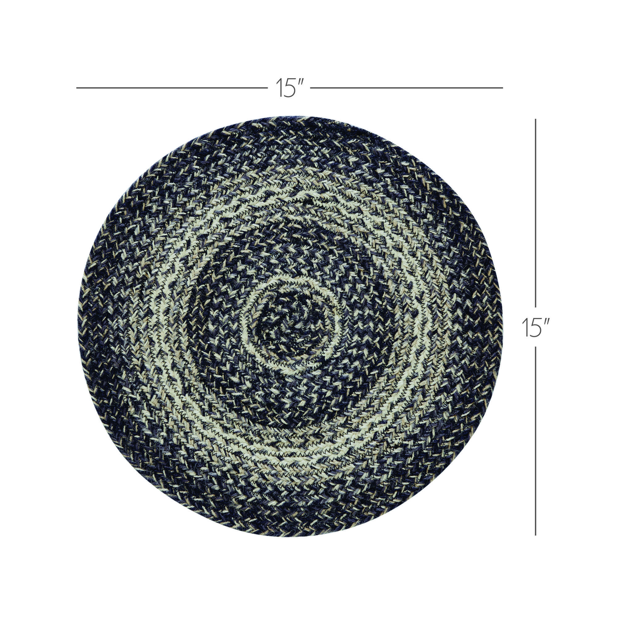 Sawyer Mill Black White Jute Trivet 15 inch Diameter VHC Brands
