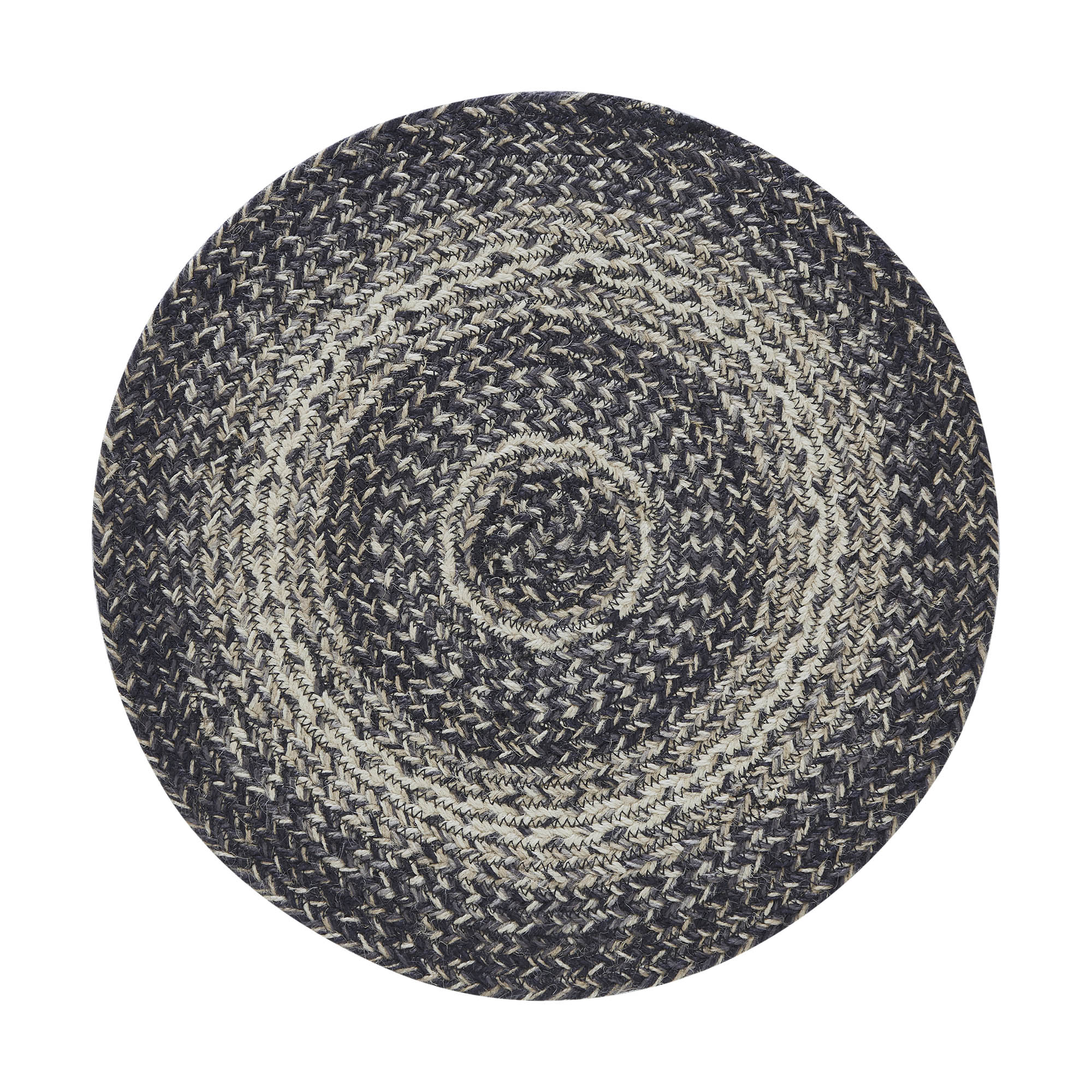 Sawyer Mill Black White Jute Trivet 15 inch Diameter VHC Brands