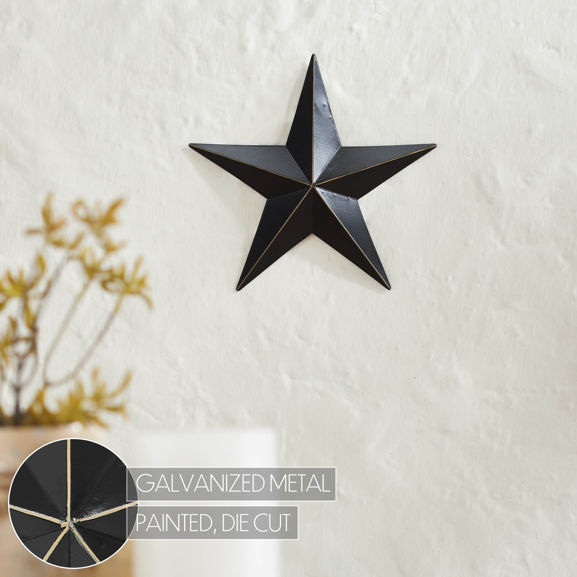 Metal Star Distressed Black 8x8 VHC Brands