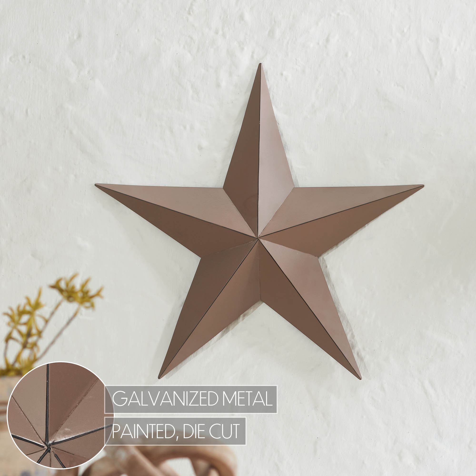 Metal Star Distressed Rust Brown 18x18 VHC Brands