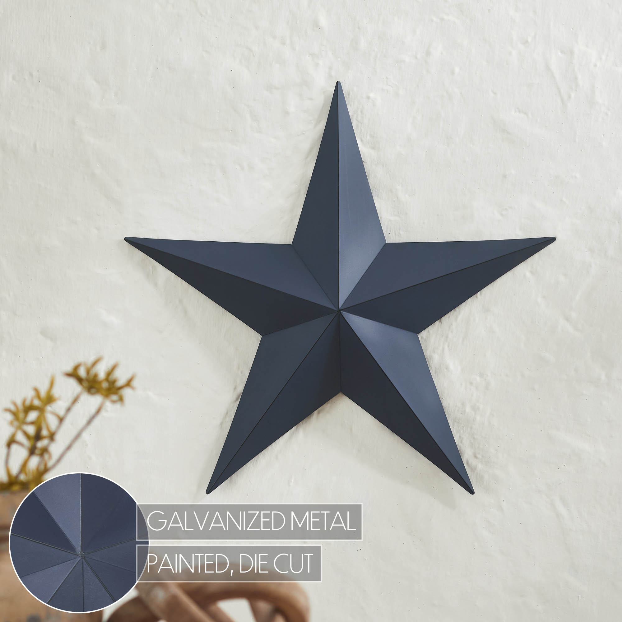 Metal Star Distressed Navy 18x18 VHC Brands
