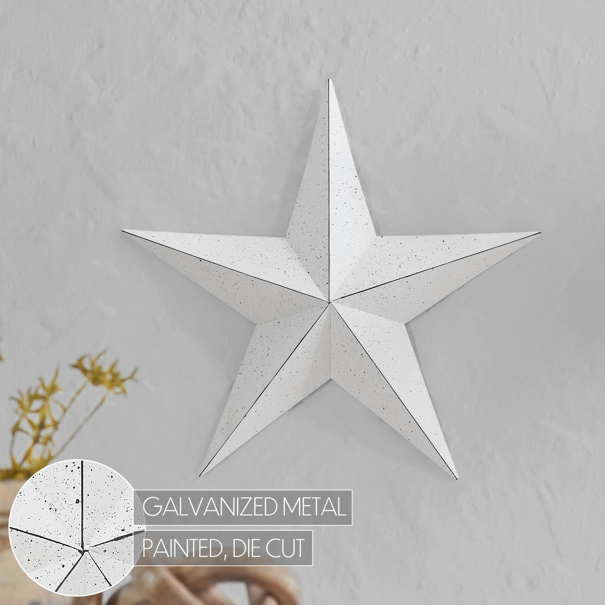 Metal Star Speckled Distressed White 18x18 VHC Brands