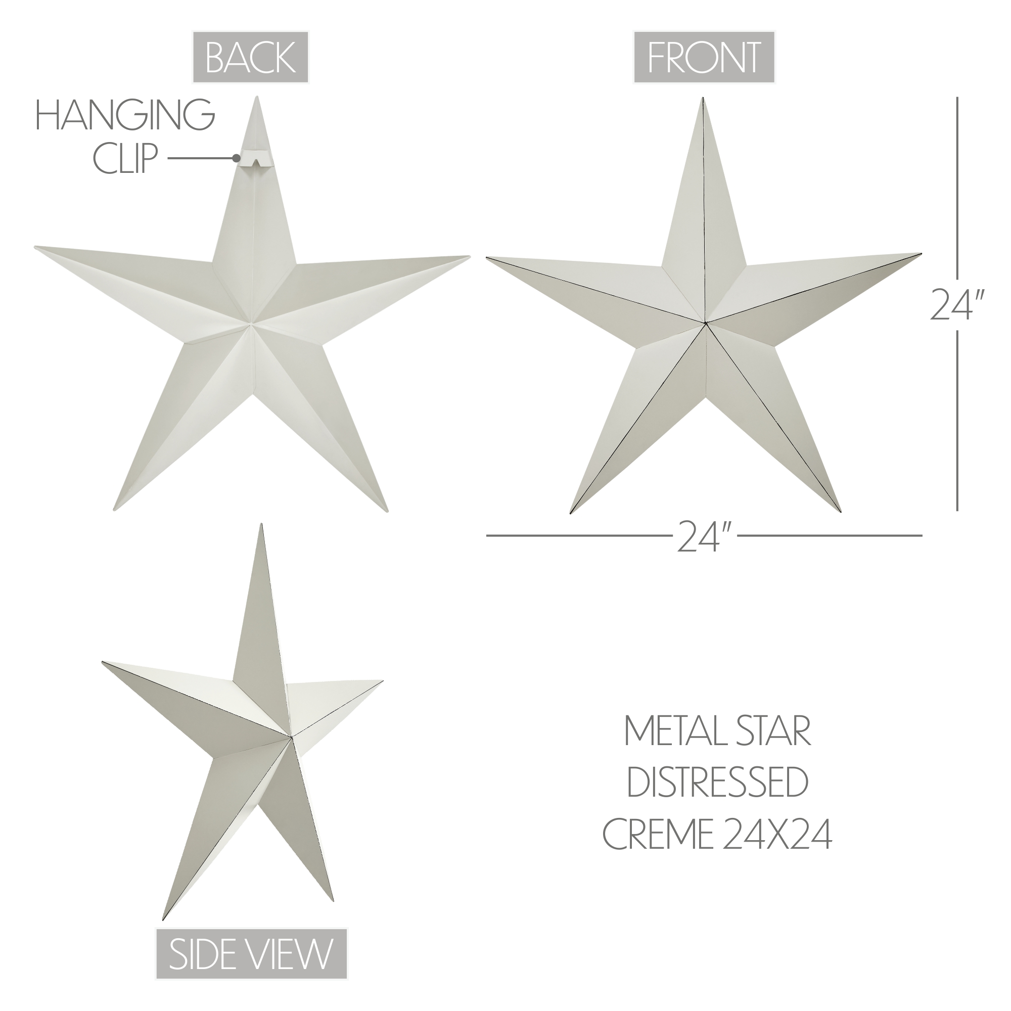Metal Star Distressed Creme 24x24 VHC Brands